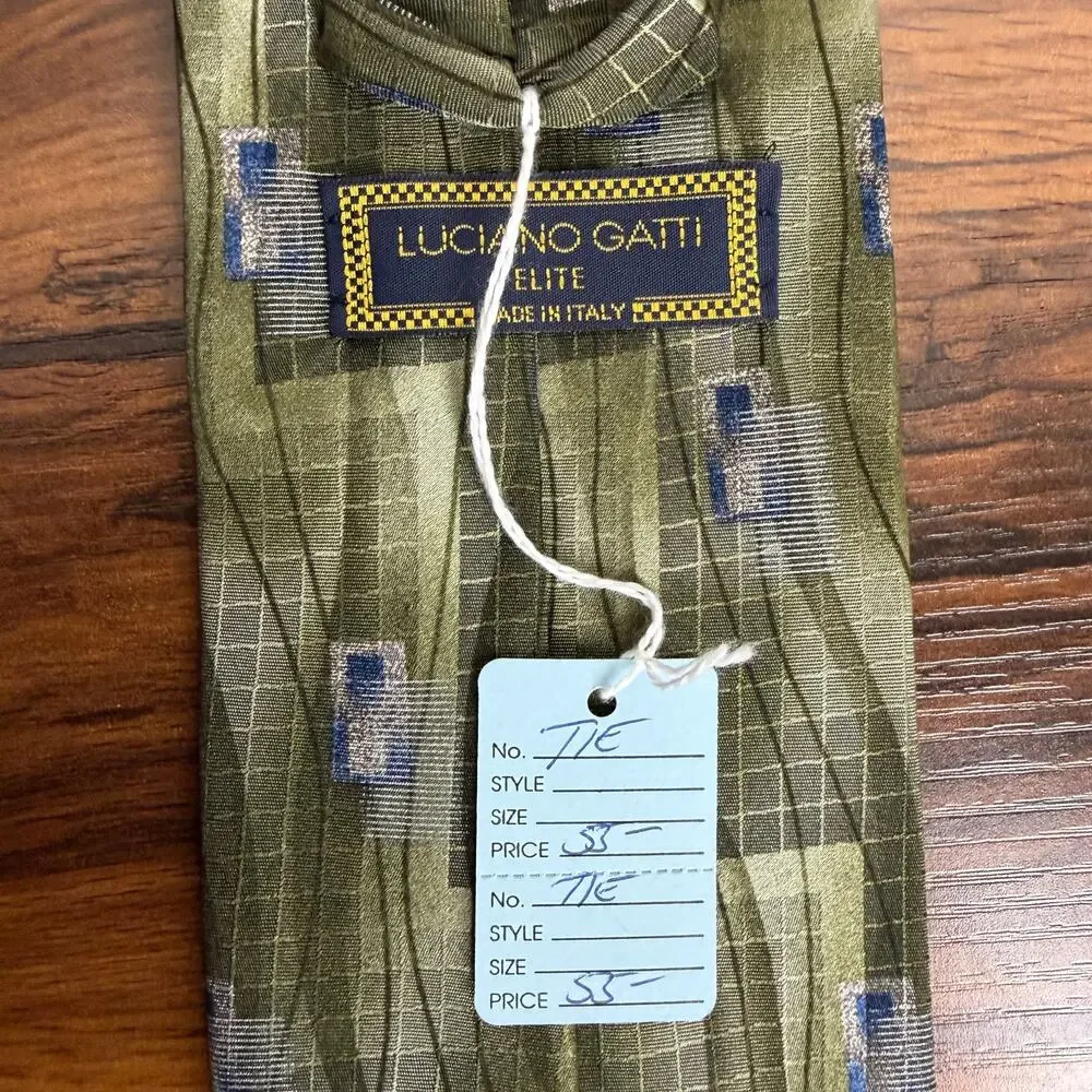 Luciano Gatti Elite Mens Green Tie‎ 100% Silk Made in Italy 56”